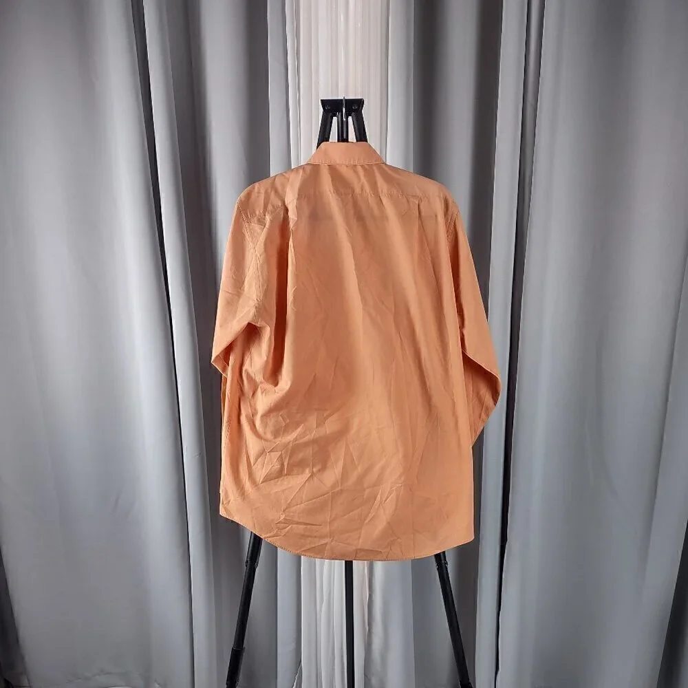 Van Heusen Men's Orange Cotton Blend Button Down Size Large 16 (34-35)